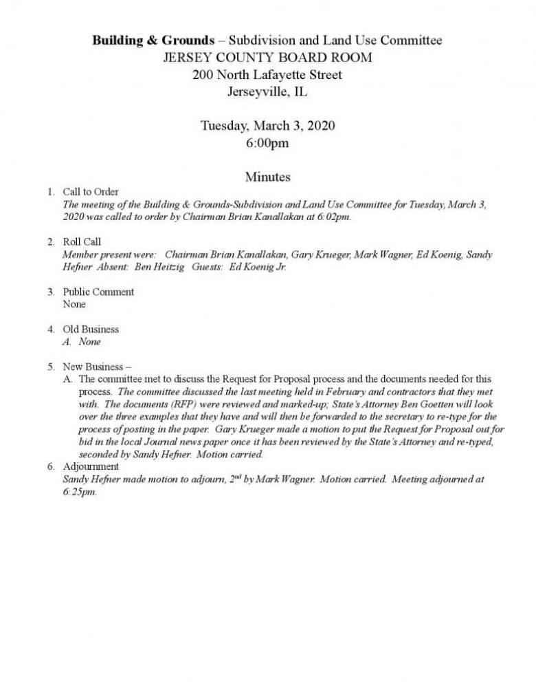 Building And Grounds Meeting - March 3, 2020